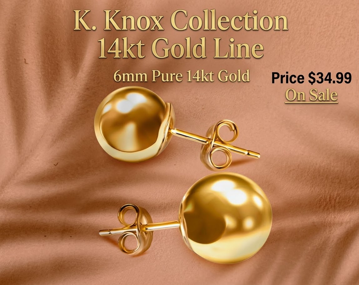 14kt Gold Line 6mm Ball Stud Earrings